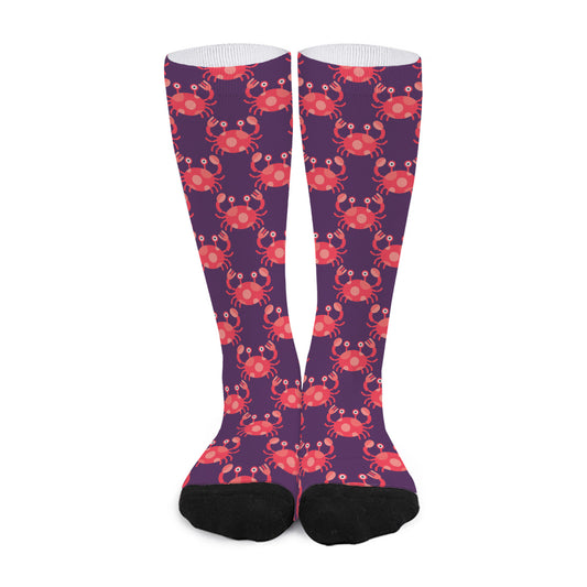Cute Crab Pattern Print Long Socks