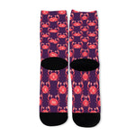 Cute Crab Pattern Print Long Socks