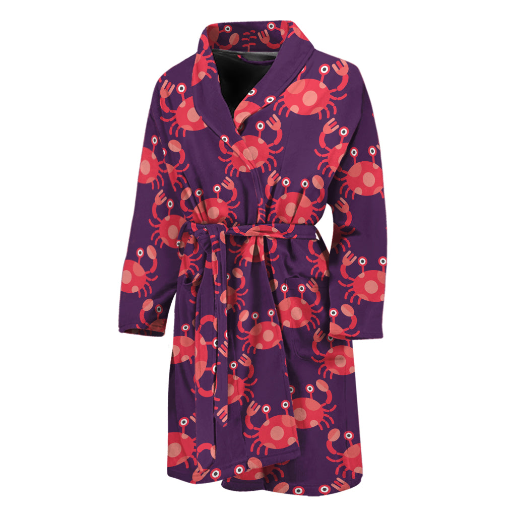 Cute Crab Pattern Print Men's Bathrobe