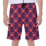 Cute Crab Pattern Print Men's Beach Shorts