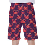 Cute Crab Pattern Print Men's Beach Shorts