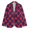 Cute Crab Pattern Print Men's Cotton Blazer