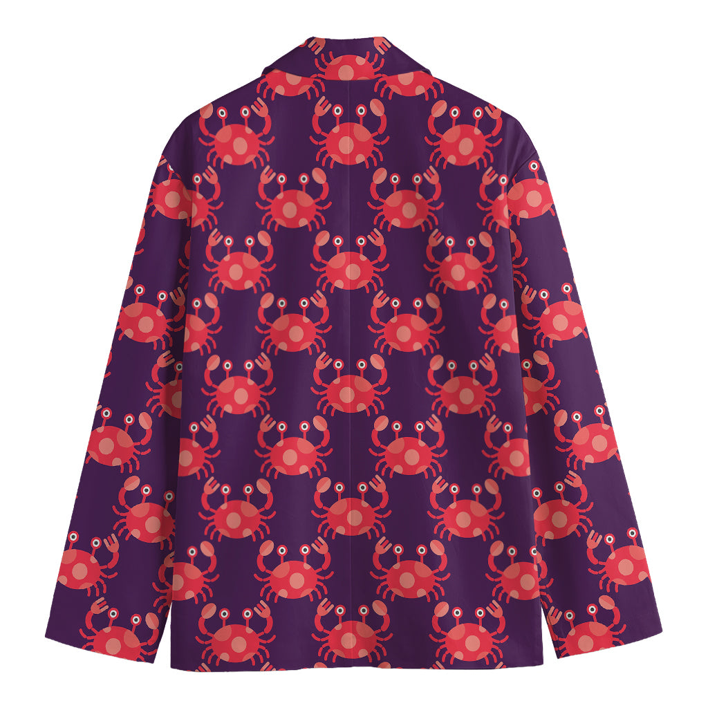 Cute Crab Pattern Print Men's Cotton Blazer