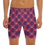 Cute Crab Pattern Print Men's Long Boxer Briefs