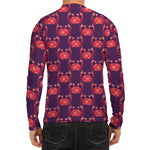 Cute Crab Pattern Print Men's Long Sleeve Rash Guard