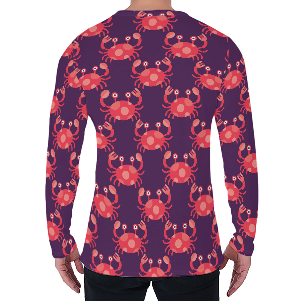 Cute Crab Pattern Print Men's Long Sleeve T-Shirt