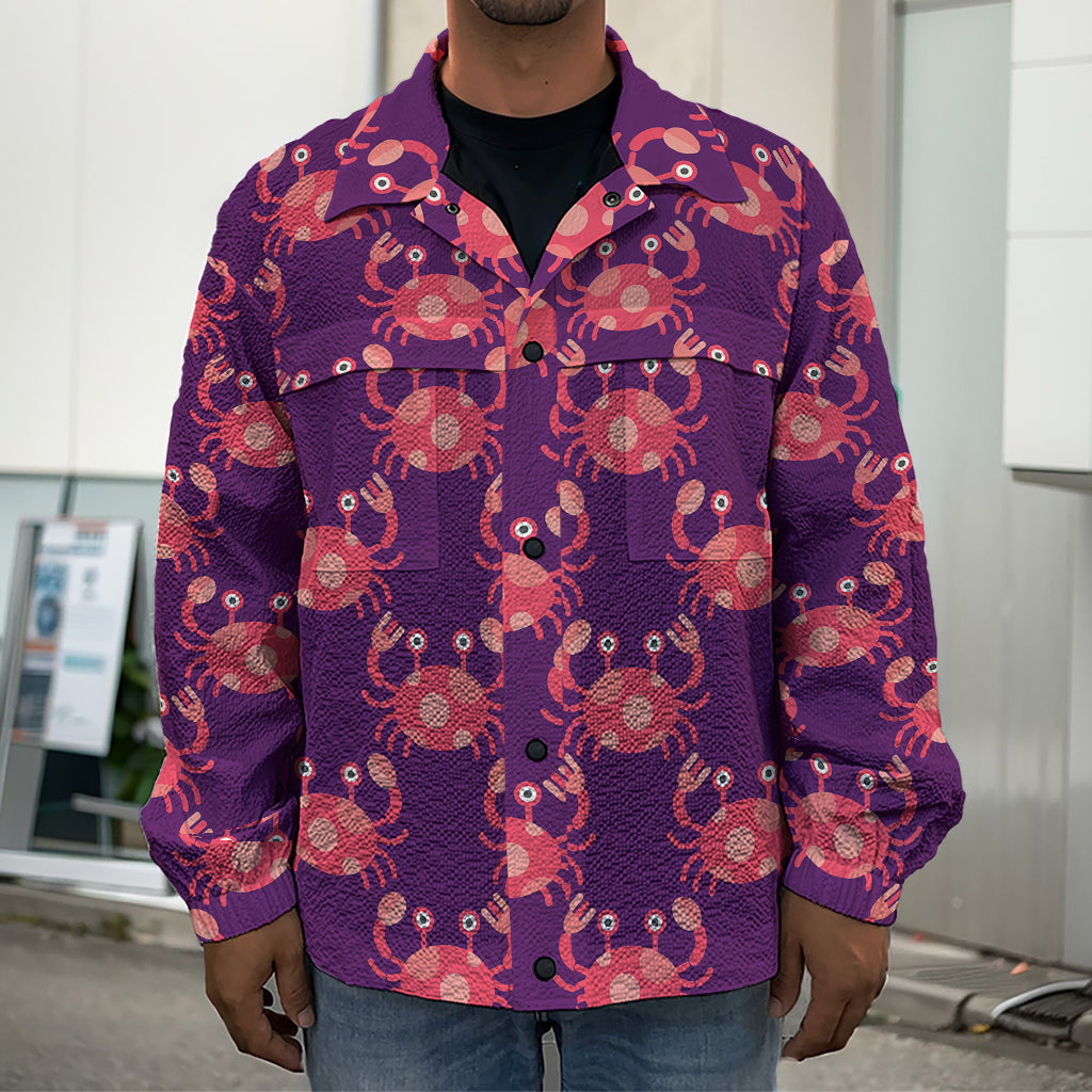 Cute Crab Pattern Print Men's Shirt Jacket