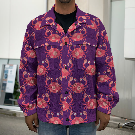Cute Crab Pattern Print Men's Shirt Jacket
