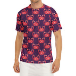 Cute Crab Pattern Print Men's Short Sleeve Rash Guard