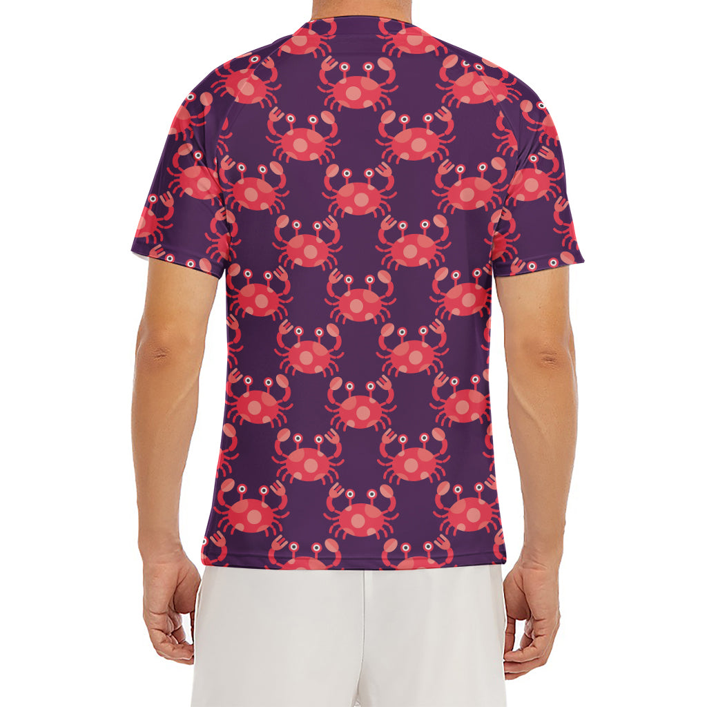 Cute Crab Pattern Print Men's Short Sleeve Rash Guard