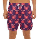 Cute Crab Pattern Print Men's Split Running Shorts