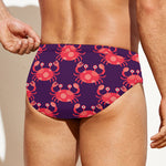 Cute Crab Pattern Print Men's Swim Briefs
