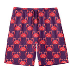 Cute Crab Pattern Print Men's Swim Trunks