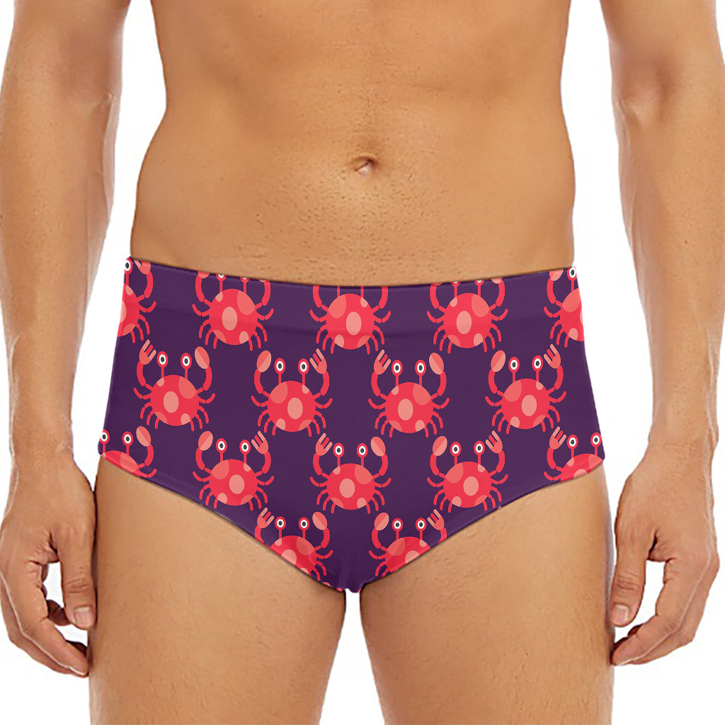 Cute Crab Pattern Print Men's Triangle Swim Briefs