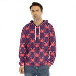 Cute Crab Pattern Print Men's Velvet Pullover Hoodie