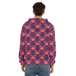 Cute Crab Pattern Print Men's Velvet Pullover Hoodie