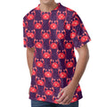 Cute Crab Pattern Print Men's Velvet T-Shirt
