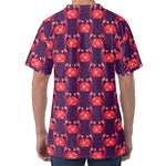 Cute Crab Pattern Print Men's Velvet T-Shirt