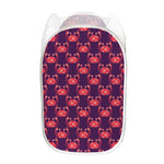 Cute Crab Pattern Print Mesh Laundry Hamper