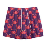Cute Crab Pattern Print Mesh Shorts