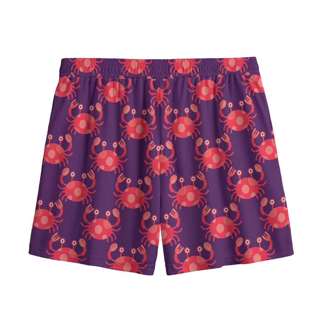 Cute Crab Pattern Print Mesh Shorts