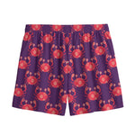 Cute Crab Pattern Print Mesh Shorts
