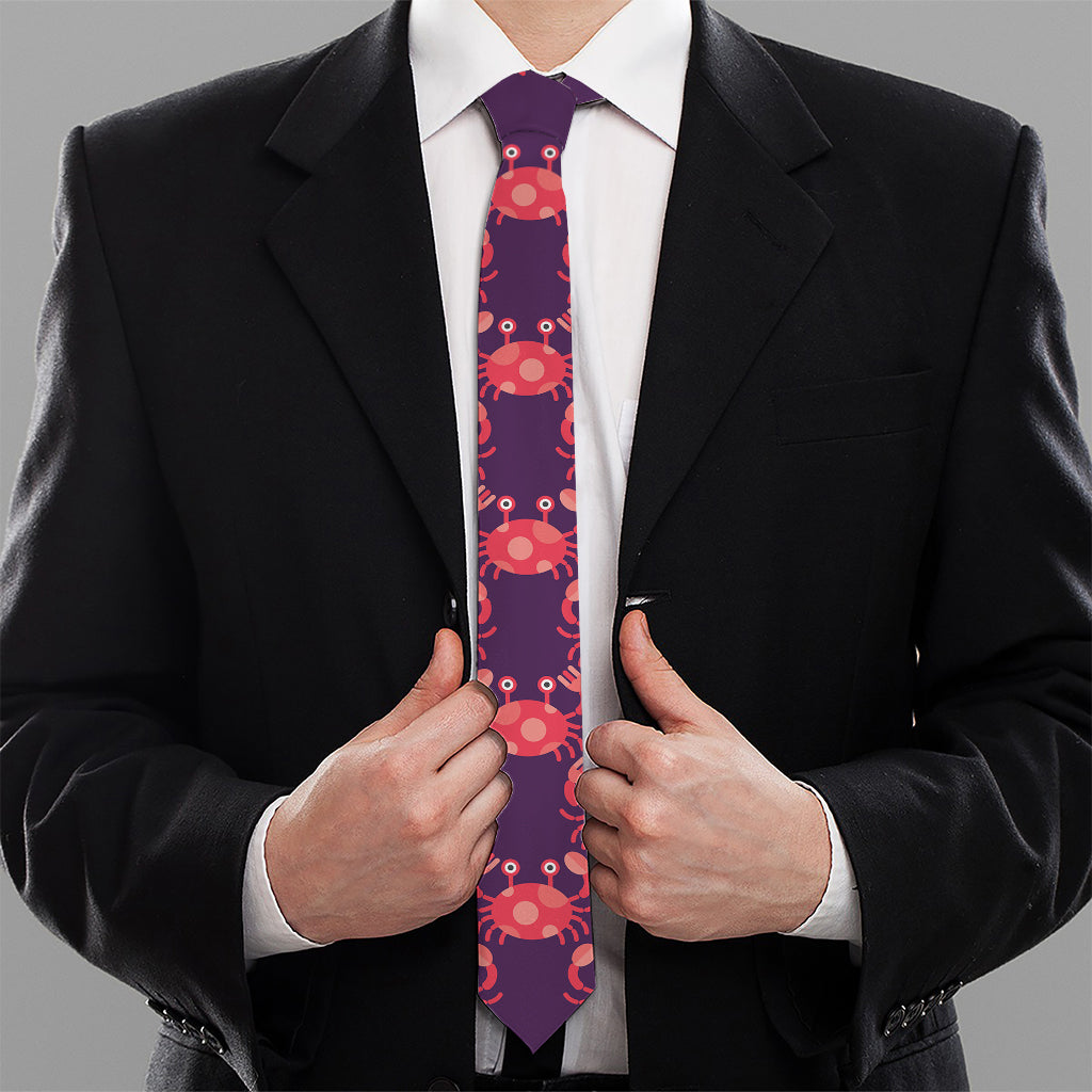 Cute Crab Pattern Print Necktie