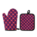 Cute Crab Pattern Print Oven Mitt And Pot Holder Set