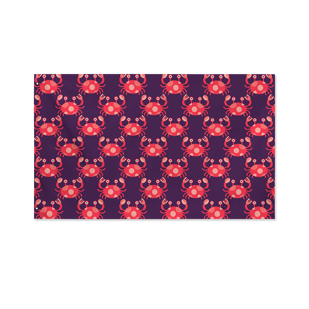Cute Crab Pattern Print Polyester Flag