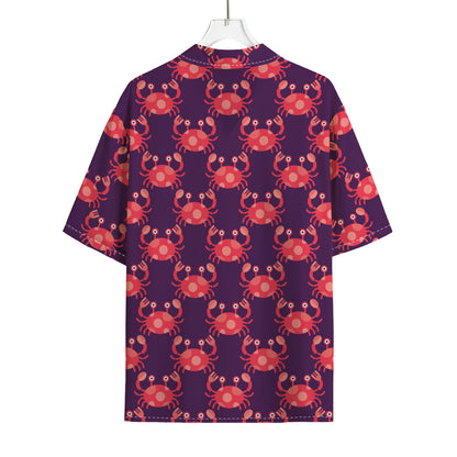 Cute Crab Pattern Print Rayon Hawaiian Shirt