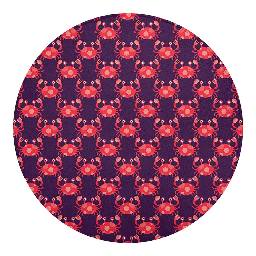 Cute Crab Pattern Print Round Blanket