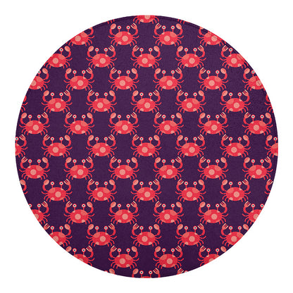 Cute Crab Pattern Print Round Blanket