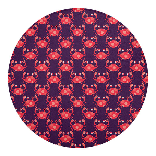 Cute Crab Pattern Print Round Blanket