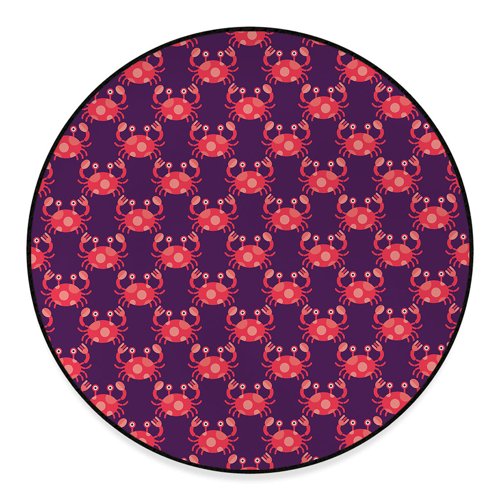 Cute Crab Pattern Print Round Floor Mat