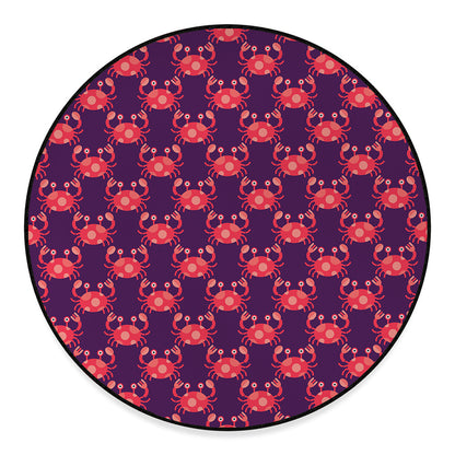 Cute Crab Pattern Print Round Floor Mat