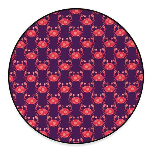 Cute Crab Pattern Print Round Floor Mat