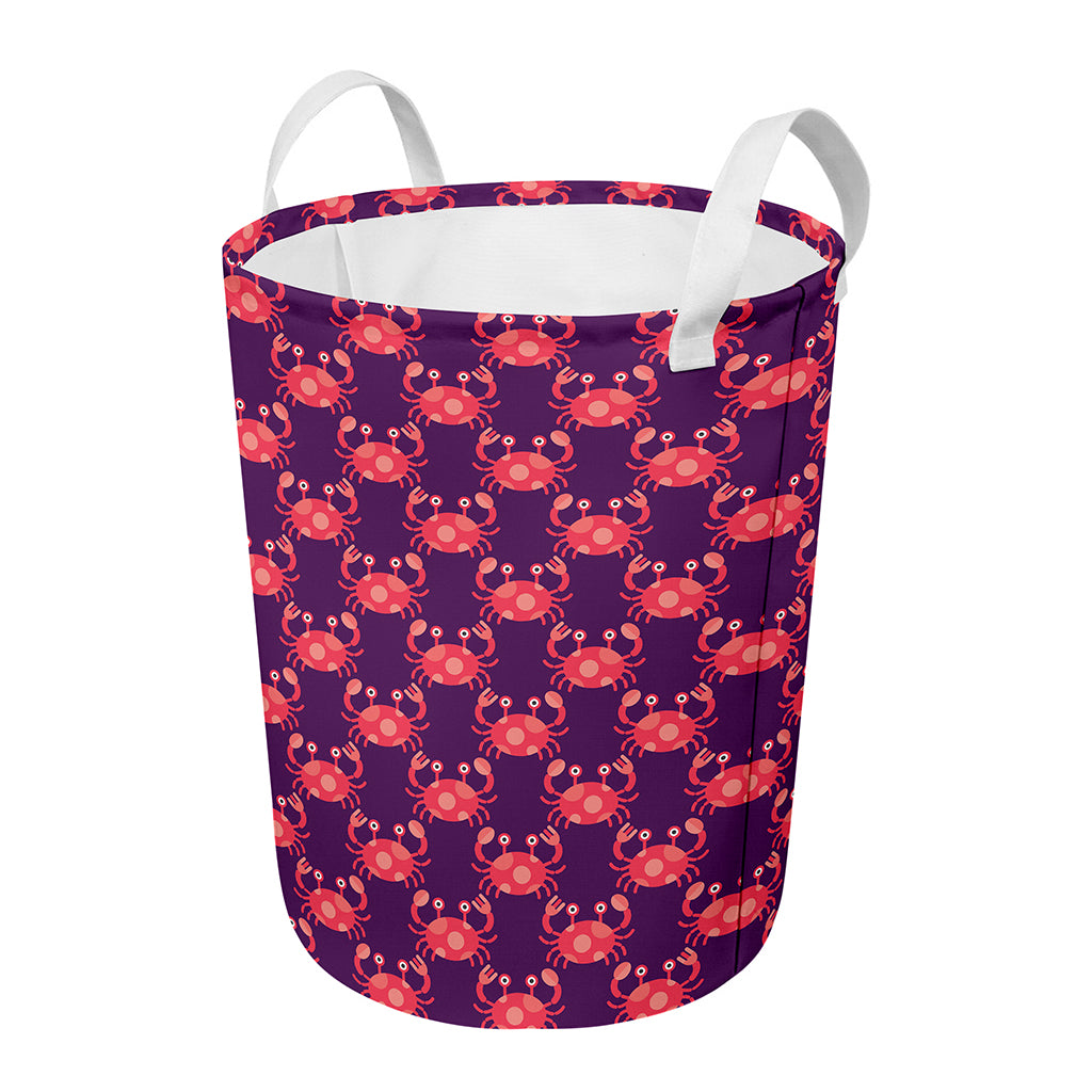 Cute Crab Pattern Print Round Laundry Basket