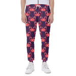 Cute Crab Pattern Print Scuba Joggers