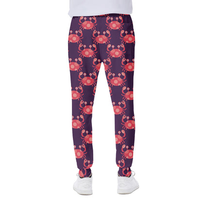 Cute Crab Pattern Print Scuba Joggers
