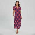 Cute Crab Pattern Print Short Sleeve Maxi Dress