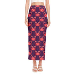 Cute Crab Pattern Print Side Slit Maxi Skirt