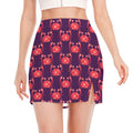 Cute Crab Pattern Print Side Slit Mini Skirt