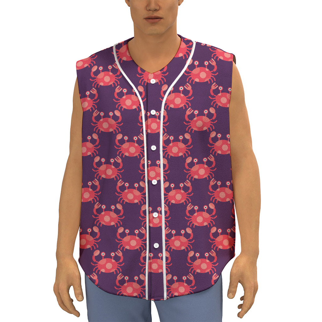 Cute Crab Pattern Print Sleeveless Baseball Jersey