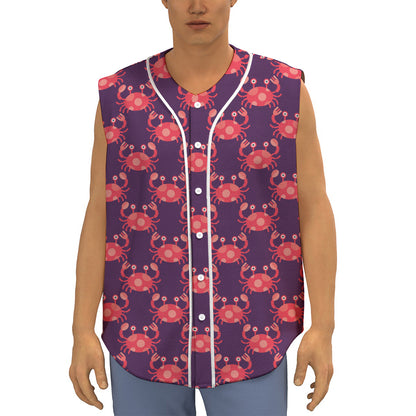 Cute Crab Pattern Print Sleeveless Baseball Jersey