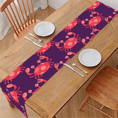 Cute Crab Pattern Print Table Runner