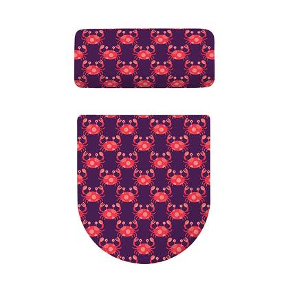 Cute Crab Pattern Print Toilet Lid And Tank Cover Set
