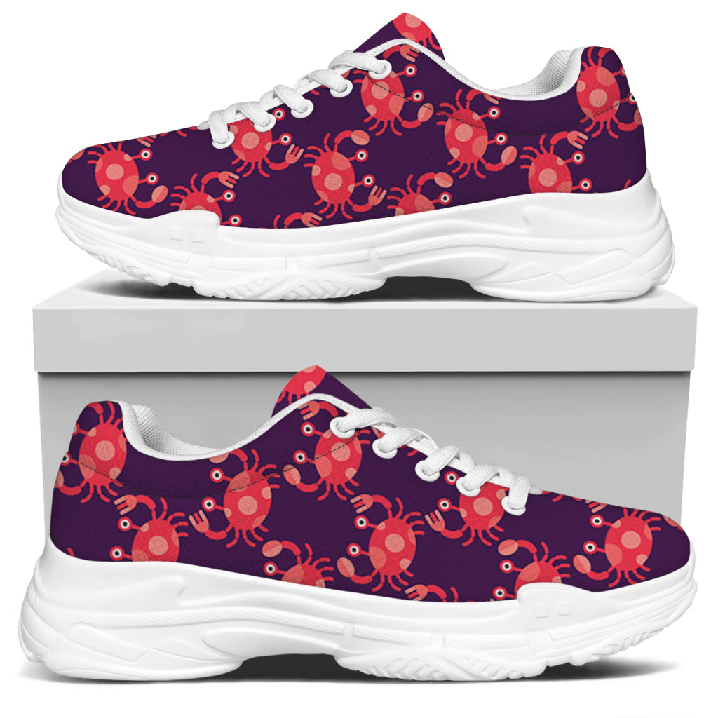 Cute Crab Pattern Print White Chunky Shoes