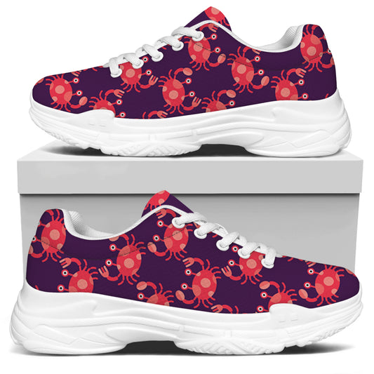 Cute Crab Pattern Print White Chunky Shoes