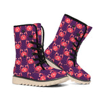 Cute Crab Pattern Print Winter Boots