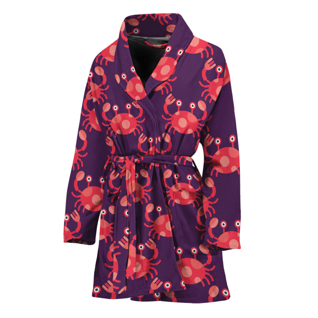 Cute Crab Pattern Print Women's Bathrobe